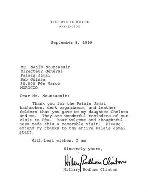 Guest experience letter from The White House