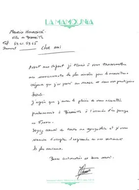 Guest experience signed appreciation letter